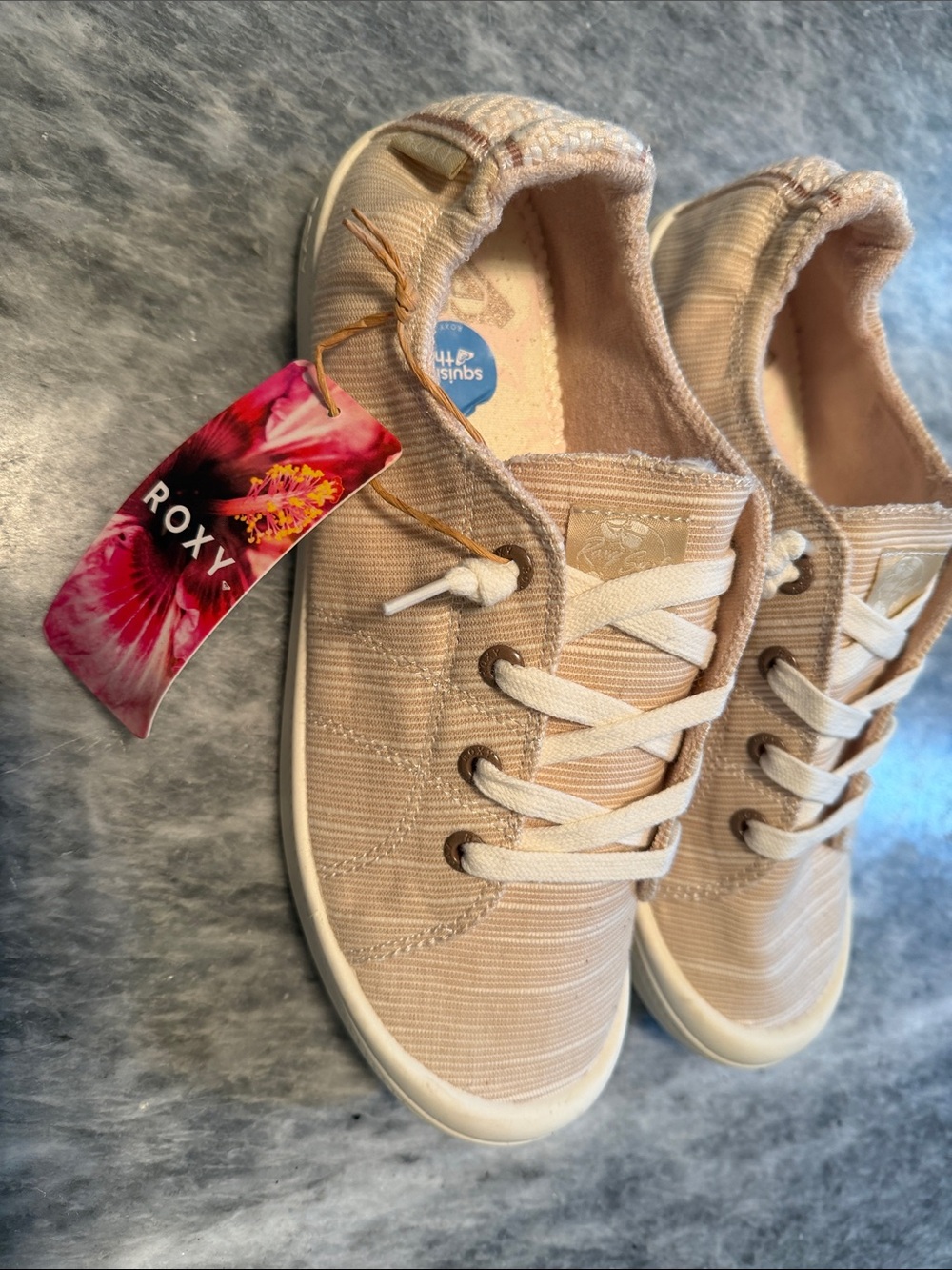Roxy Women's Beige Canvas Lace-Up Sneakers
